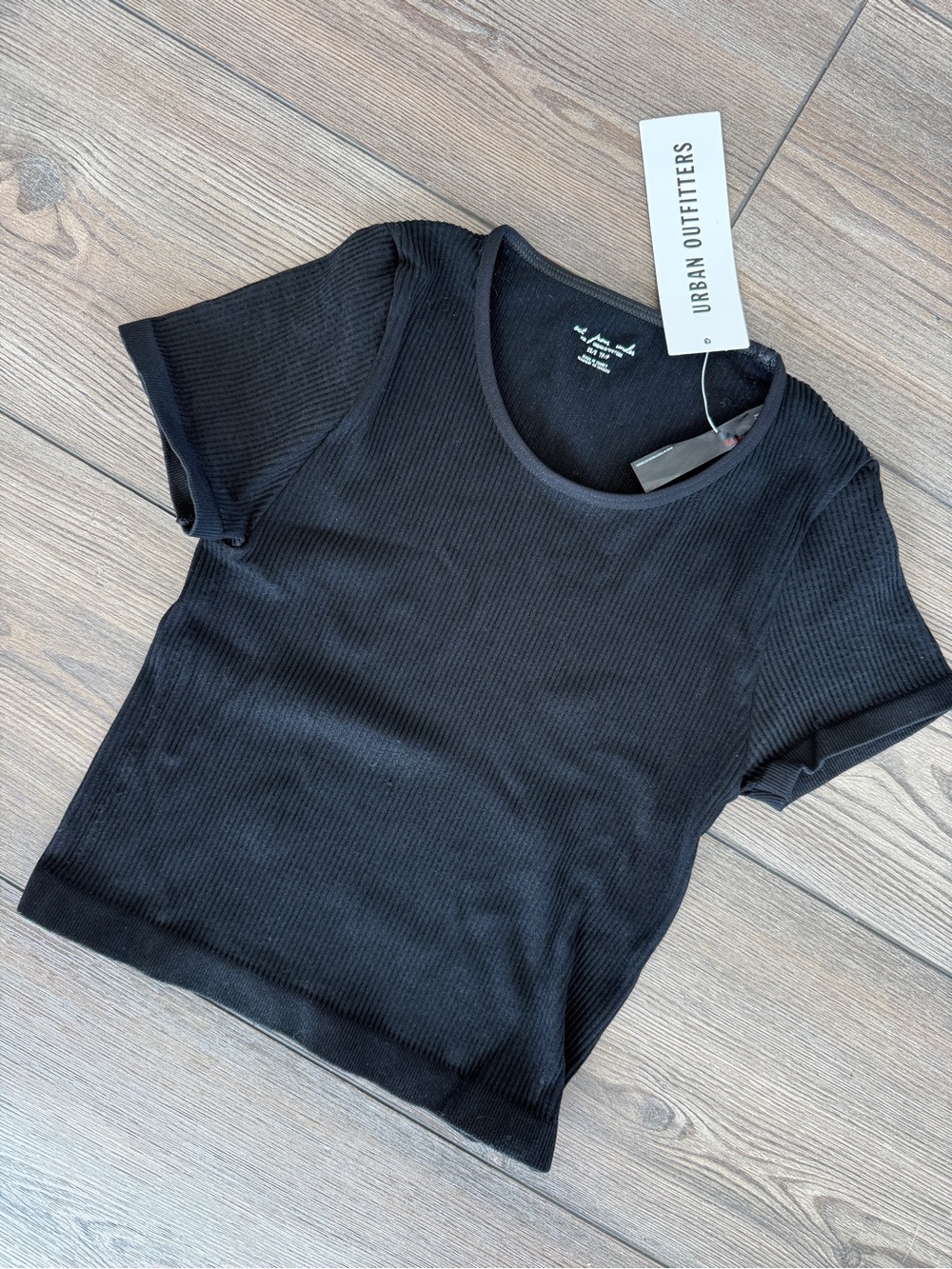 NWT Out From Under Black Ribbed Fitted Tee XS/S